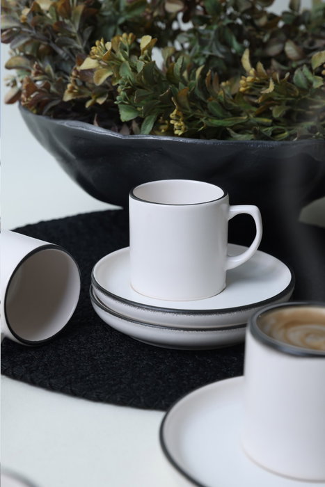 Hermia Juego de tazas de café de gres Blanco mate